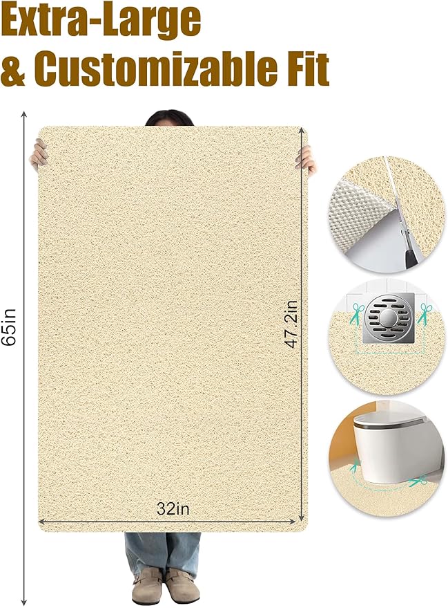 Extra Large Shower Mat, Yonala 31.5 x 47.2 Inch Non Slip Shower Mats - Image 2