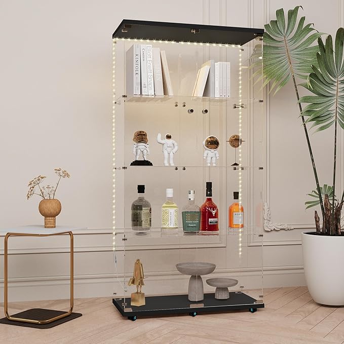 Yoluckea 4 Tiers Glass Display Cabinet - Image 5