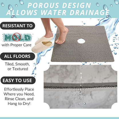 Enkosi Loofah Shower Mat with Drain Hole – Cushioned Anti-Slip Square Bath Mat - Image 4