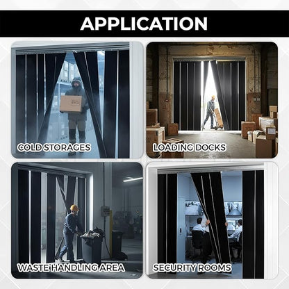 5x7' Black PVC Curtains Strips Kit - Image 7