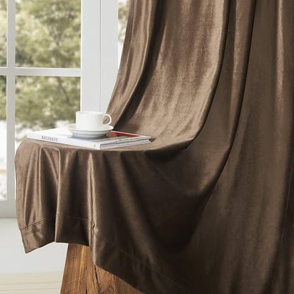 BULBUL Brown Velvet Curtains 84 inches: Luxury Elegant Living Room Curtain - Image 6