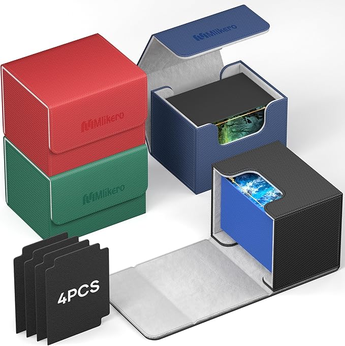 Mlikero 4 Pack Card Deck Box, Commander Deck Box Holds 400+ Double-Sleeved Cards by Mlikero