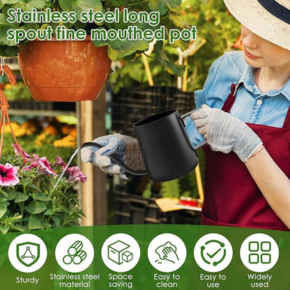 12oz/350ml Stainless Steel Plant Watering Pot, Small Watering Can - Image 2