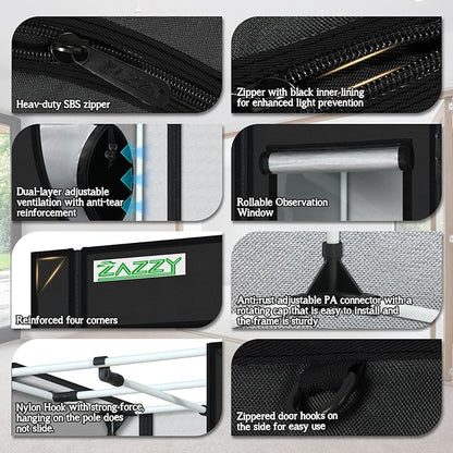 zazzy Grow Tent, Removable Floor Tray and Tool Bag - Image 4