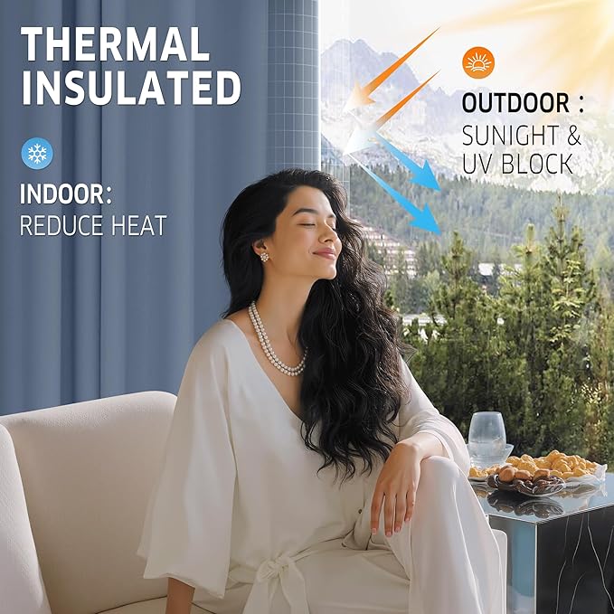 RYB HOME Outdoor Curtains for Patio Waterproof Tab Top Block Sunlight Thermal - Image 3