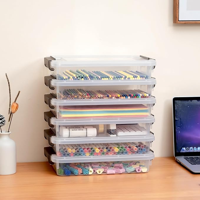 5PCS Plastic Storage Bins with Lids Portable Project Case Water Resistant - Image 5
