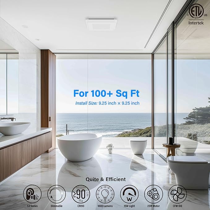 2 In 1 Bath Fan With LED Light, 25W Ceiling Mount Ventilation Fan and Light - Image 5