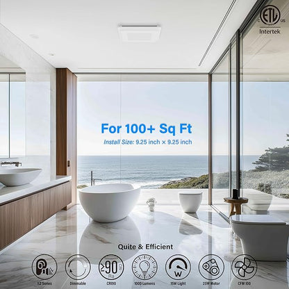 2 In 1 Bath Fan With LED Light, 25W Ceiling Mount Ventilation Fan and Light - Image 5