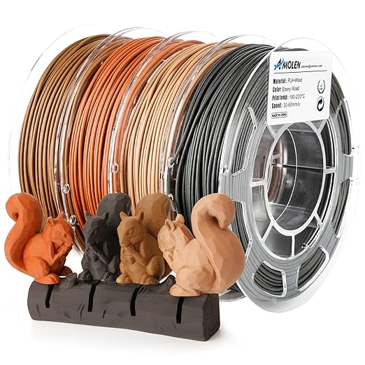 AMOLEN Wood PLA Filament Bundle 3D Printer Filament Wood Sets, 3D Printing by AMOLEN