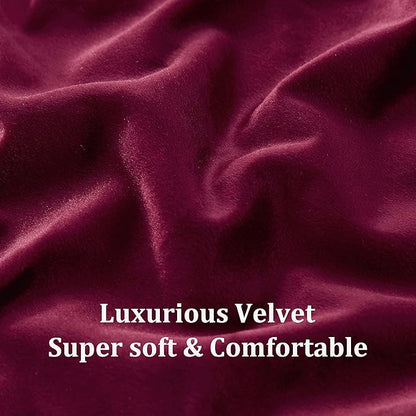 BULBUL Christmas Burgundy Velvet Curtains 84 inches Luxury Elegant Living Room - Image 5