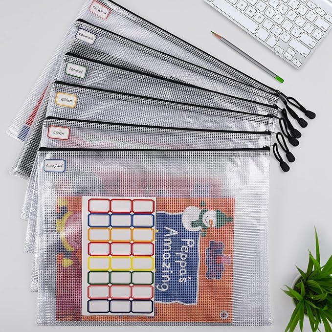 Mesh Zipper Pouch, A3 Size Tear-Resistant Document Pouch, Extra Large Zip File - Image 3