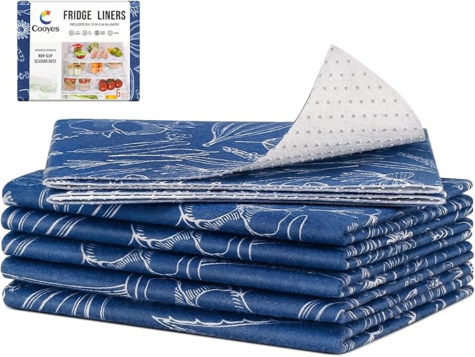 Cooyes 2 in 1 Shelf Liner for Refrigerator, 6 Pack, 12“ × 24”, Fridge Drawer & by Cooyes