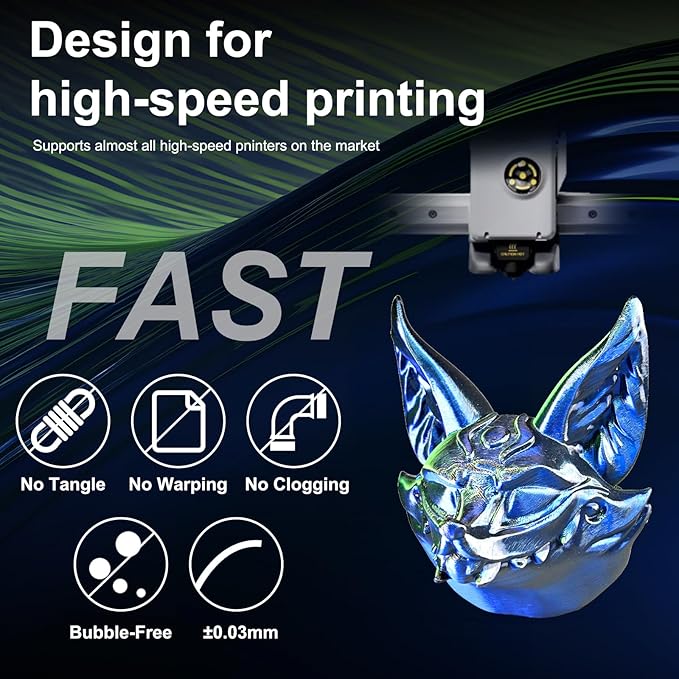 ERYONE Silk Tri Color PLA Filament 3D Printer 1.75mm +/- 0.03mm, Dark Green & - Image 4