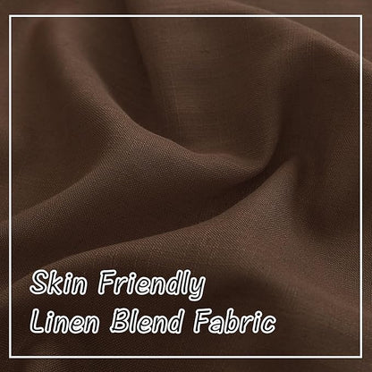 Deep Brown Linen Back Tab Curtains 102 Inches Long 2 Panels Set - Image 6