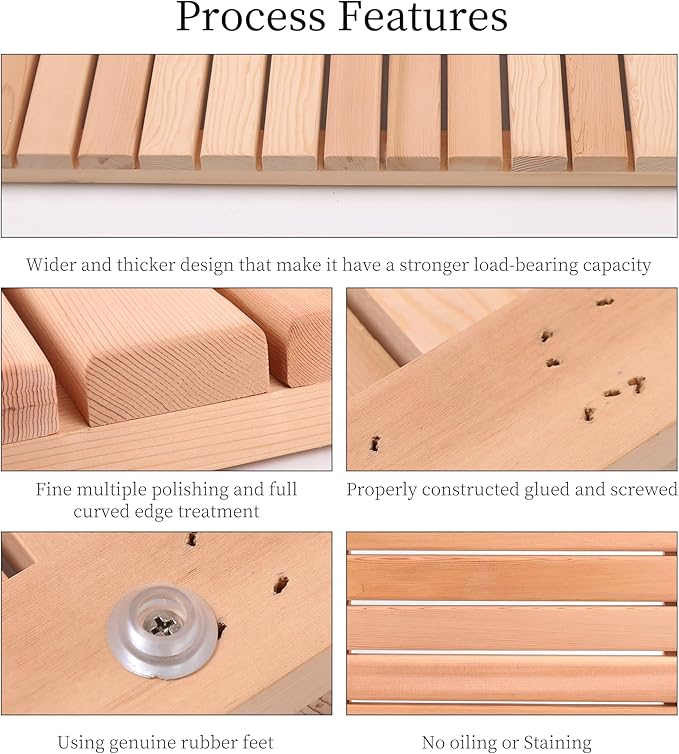 bingaai Cedar Wood Shower Mat, Cedar Wooden Bath Mats, Wood Bath Mat 31.5 × - Image 4
