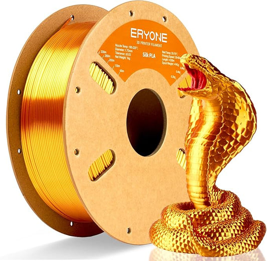 ERYONE Silk PLA Filament for 3D Printer, 1.75mm +/- 0.03mm, Liquid Gold by ERYONE