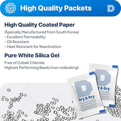 Dry & Dry 2 Gram Silica Gel Packets Desiccants, Silica Packets - Image 2