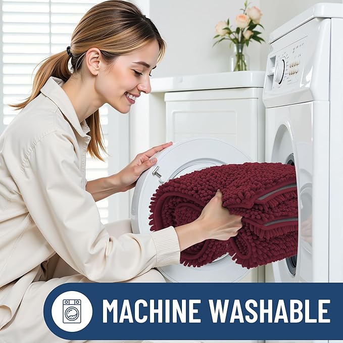 Smiry Luxury Chenille Bathroom Rugs 47x17, Extra Soft and Absorbent Shaggy Bath - Image 6