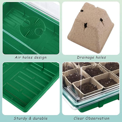4 Pack Seed Starter Tray Kit, 120 Square Seed Peat Pots - Image 3