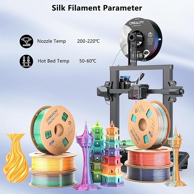 Comgrow Silk Shiny Rainbow Multi-Color 3D Printer Filament, Comgrow 3D Printing - Image 6