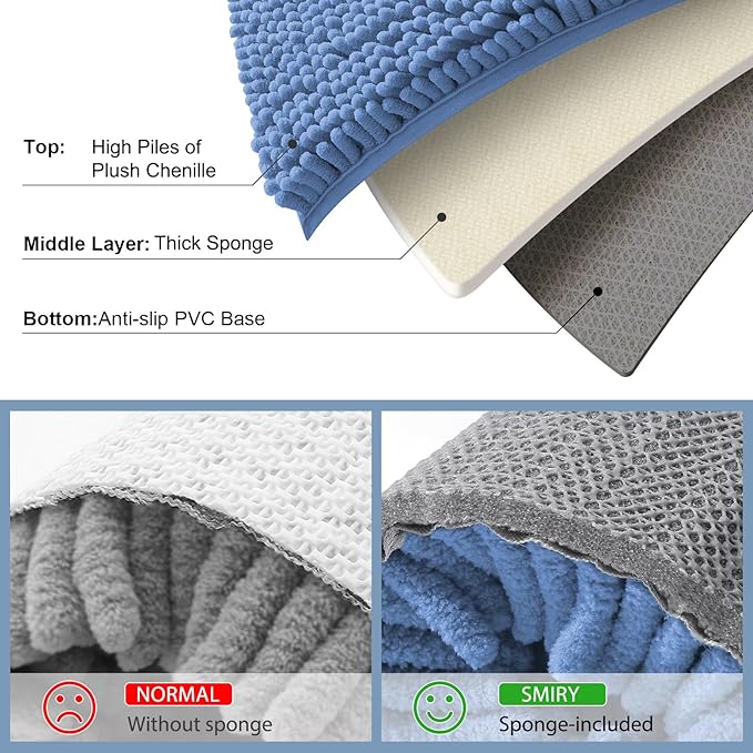Smiry Luxury Chenille Bathroom Rugs 30x20, Extra Soft and Absorbent Shaggy Bath - Image 5