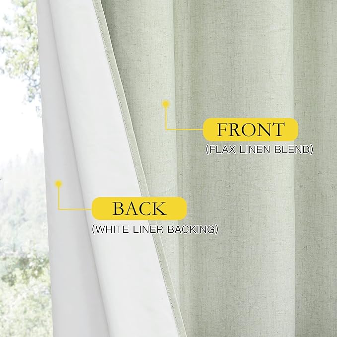 NICETOWN 100% Blackout Linen Curtains - Image 5
