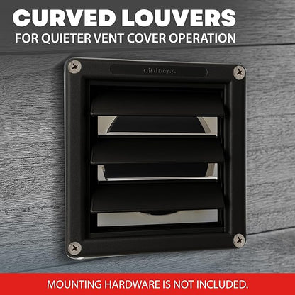 Deflecto Supurr-Vent 4” Outdoor Dryer Vent Cover Black Louvered Wall Hood - Image 7