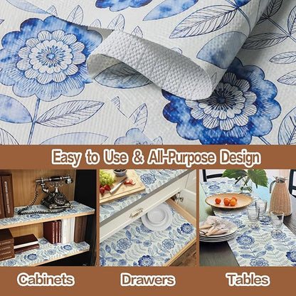 Drawer and Shelf Liner for Kitchen Cabinets Non-Adhesive Strong Grip Floral - Image 2
