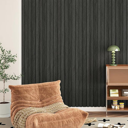 Grey/Black 3D Wood Panels for Wall Decor 200"x12" Peel and Stick Faux Wood Wall - Image 2