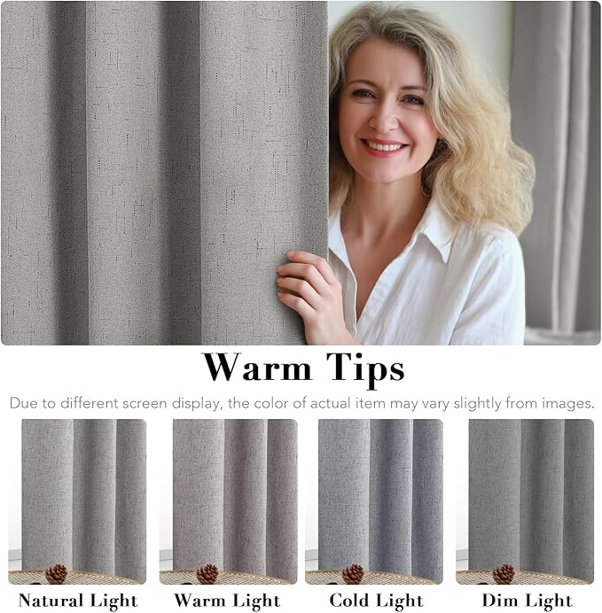 H.VERSAILTEX Linen Blackout Curtains 96 Inches Long, 100% Absolutely Blackout - Image 5