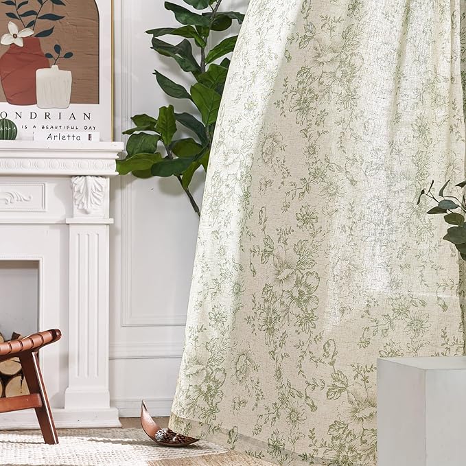 jinchan Linen Floral Curtains 84 Inch Length - Image 9