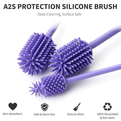 A-Brush Silicone Bottle Cleaner Brush, 3 Piece Set, Long Handle - Image 4