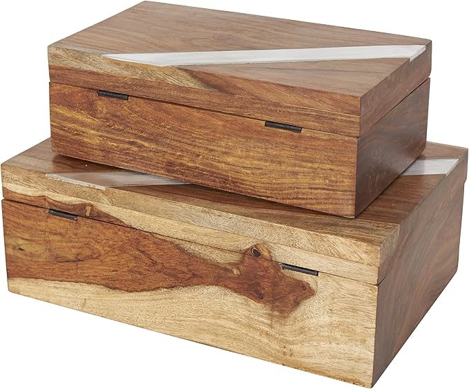 Deco 79 Mango Wood Decorative Box Decorative Keepsake Boxes - Image 3