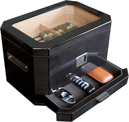CASE Elegance Large Octodor Black Cedar Humidor by CASEELEGANCE