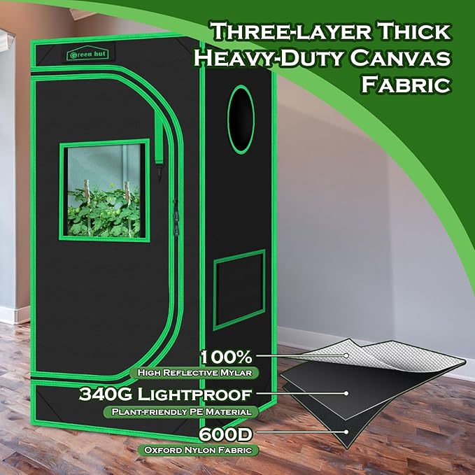 Grow Tent 24"x24"x48" 600D Mylar Hydroponic Indoor Grow Tents - Image 5
