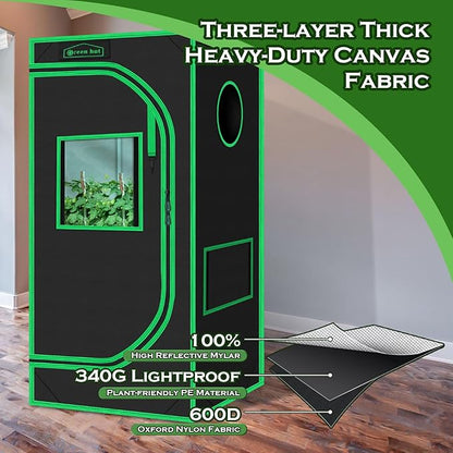 Grow Tent 24"x24"x48" 600D Mylar Hydroponic Indoor Grow Tents - Image 5