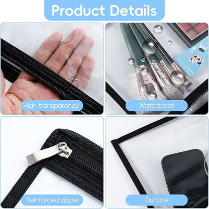 8 Pcs Clear Zipper Pouches, PVC Waterproof Makeup Pouch Envelopes Folder Storage - Image 4