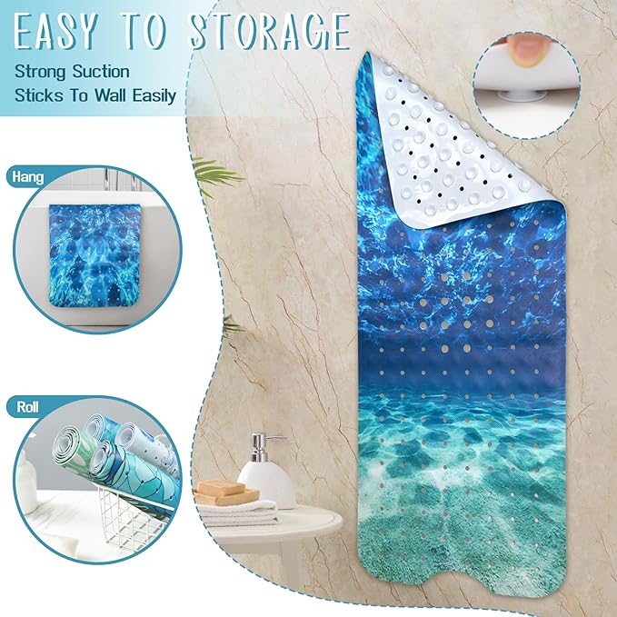 Seawater Bathtub Mat Non Slip, Ocean Waves Bath Tub Mat Baby Bath Mats - Image 6