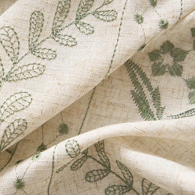 jinchan Belrose 4 Panel Curtains Set 90 Inch Length Floral Curtains Linen Blend - Image 4