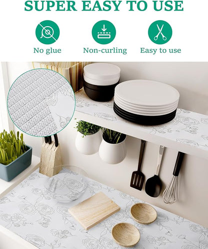 Floral Shelf Drawer Liner for Kitchen Cabinets Non-Adhesive Shelf Liner Paper - Image 4