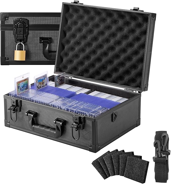 Trading Card Storage Box for 3"x4" 35pt Rigid Cards, Holds 600+ Toploaders by LOCKCURX
