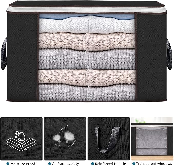 Budding Joy 90 L Large Storage Bags, 10 Pack Clothes Storage Bins Foldable - Image 5