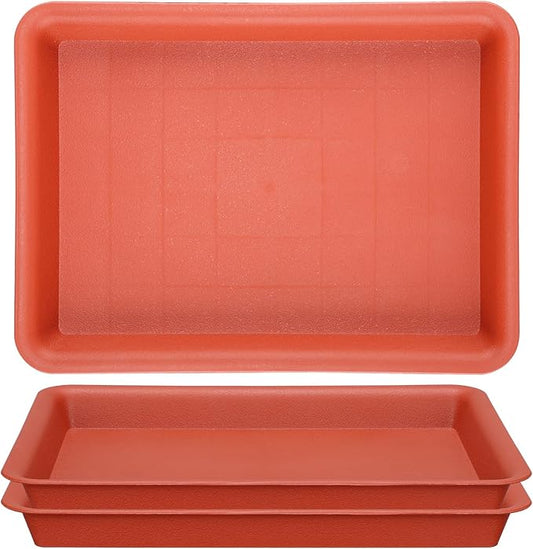 GREANER 11 Inch Red Plant Saucer, 3 Packs Plastic Plant Trays by GREANER