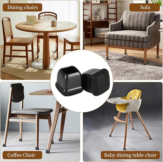 Square Chair Leg Floor Protectors Large 24Pcs, Silicone Chair Leg Protectors - Image 6