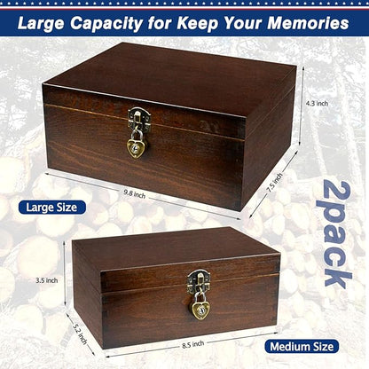 Wood Keepsake Boxes with Lock and Keys Handcrafted Decorative Wooden Storage - Image 3