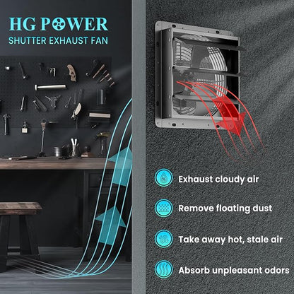 HG Power 12 Inch Shutter Exhaust Fan, 764CFM High-Speed, 1400RPM Wall-Mounted - Image 5