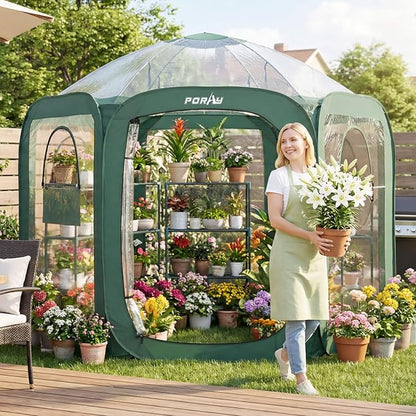 Porayhut Pop up Greenhouse Tent, Portable Large Walk-in Plant House 10’X10’ by porayhut