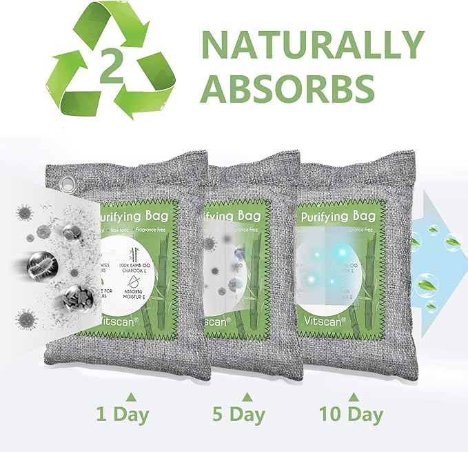 8 Pack Bamboo Charcoal Air Purifying Bag, Activated Charcoal Bags Odor Absorber - Image 5