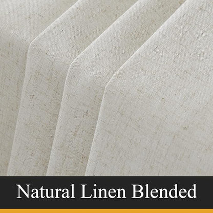 RYB HOME Natural Linen Blended Curtains 84 inch Long 2 Panels Set, 100% - Image 7
