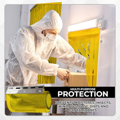 Yellow Kit PVC Smooth Plastic Strip Door Curtain 6x7 ft. Standard Clear - Image 4
